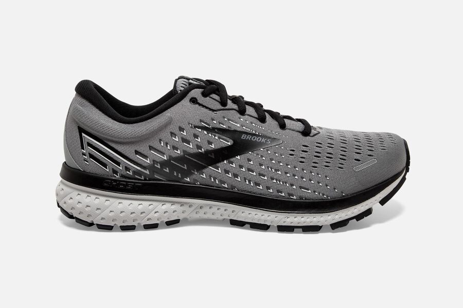 Mens Brooks Ghost 13 Road Shoes Primer Grey/Pearl/Black | 907568-LOJ